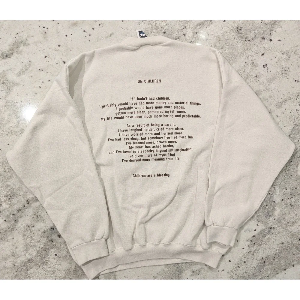 VTG Y2K Crewneck Sweatshirt Equity & Excellence‎ for Children Cream XL Teacher - Picture 2 of 5